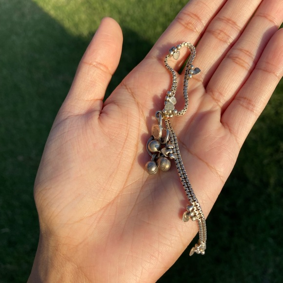 Indian Traditional Silver Anklet for Kids - Picture 1 of 5